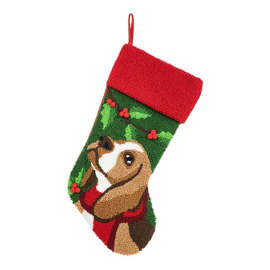 Glitzhome® 20.5" Dog Hooked Stocking | 20.5" x 10.25" x 0.6" | Michaels®
